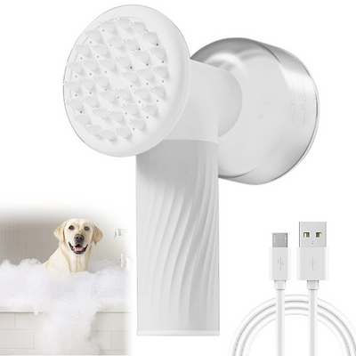 Automatic Foaming Dog Cat Bath Brush Dog Shampoo Brush With Soap Dispenser Electric Pet Grooming Massage Brush Pet Bath Brush Scrubber Comb For Dog Cat Pet Products